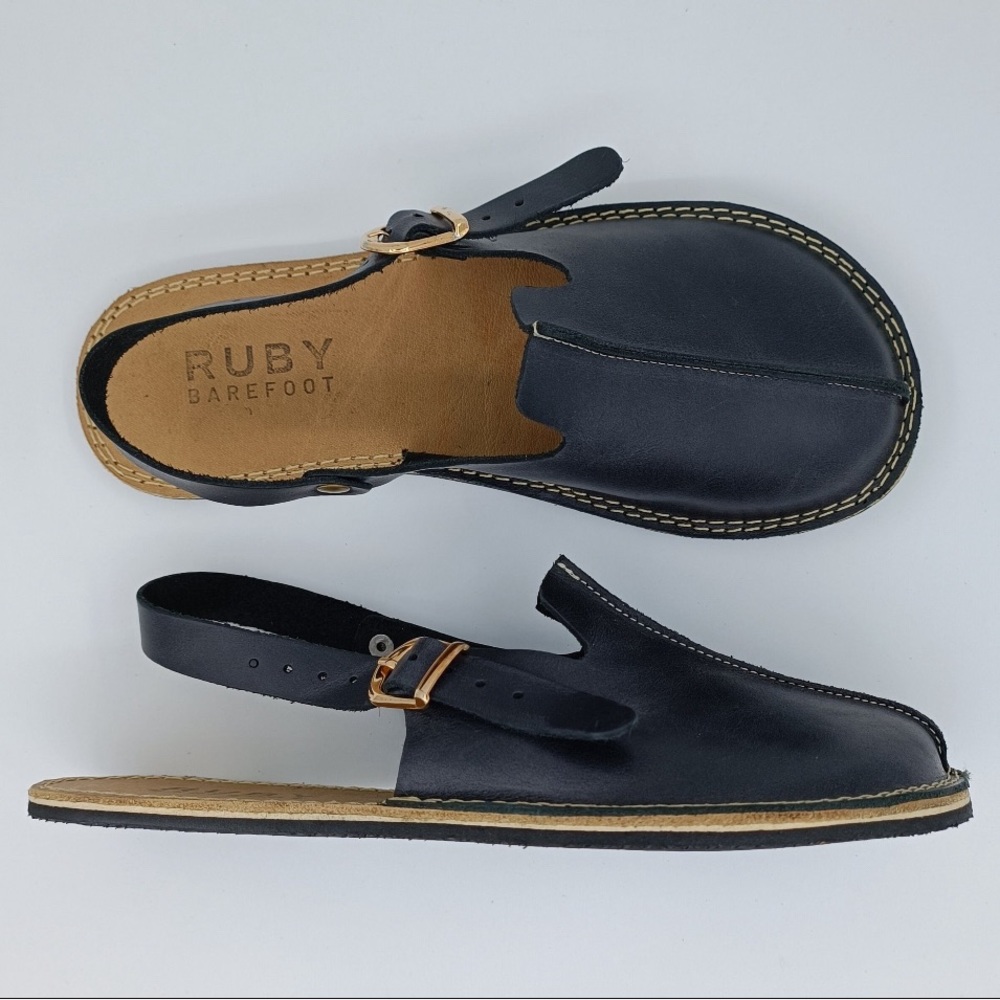 Ruby Barefoot Shoes black leather minimalist barefoot handmade EU 40 / US 9.5-10
